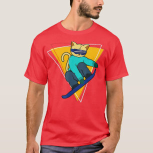 T-shirt Chat D'Hiver Sur Snowboard Snowboard