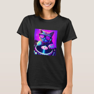 T-shirt Chat DJ Vaporwave Aesthétique Hommes Garçons Fille