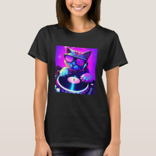 T-shirt Chat DJ Vaporwave Aesthétique Hommes Garçons Fille