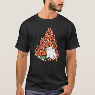 T-shirt Chat Dormir à côté de Citrouille effrayant Candy H