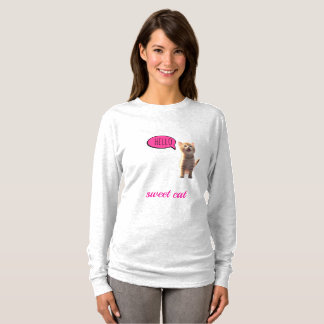 T-shirt Chat Douce Manches Longues