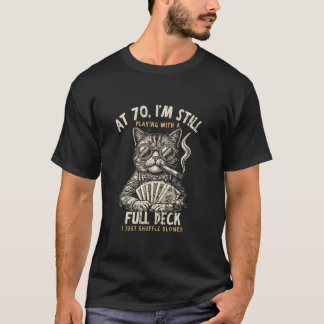 T-shirt Chat drôle 70 ans Anniversaire Full Deck - Carte V