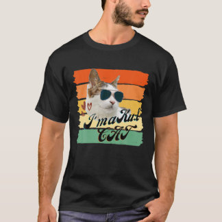 T-shirt Chat Drôle Avec Lunettes De Soleil Style Rétro Pou