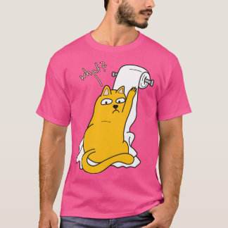T-shirt Chat Drôle Avec Papier Toilette