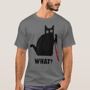 T-shirt Chat drôle avec un couteau QUOI