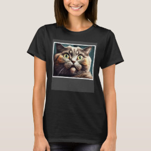 T-shirt Chat Drôle avec Visage Joufflu, Amateur de Chats