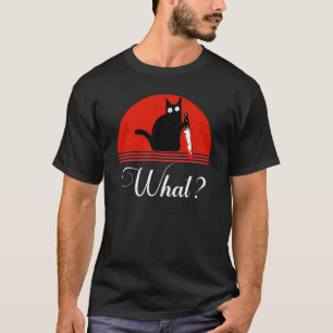 T-shirt Chat Drôle Ce Chat Mignonne Noir Avec Un Couteau