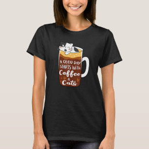 T-shirt Chat drôle Chats Mignon Chat Chaton Amateur de caf