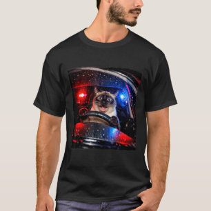 T-shirt Chat Drôle Conduisant Poursuite de Police Chaton M
