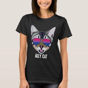 T-shirt Chat drôle d'allié bisexuel Fierté Bi Chat Amateur