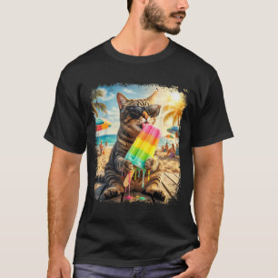 T-shirt Chat Drôle de Lunettes de Soleil d'Animaux d'Été d