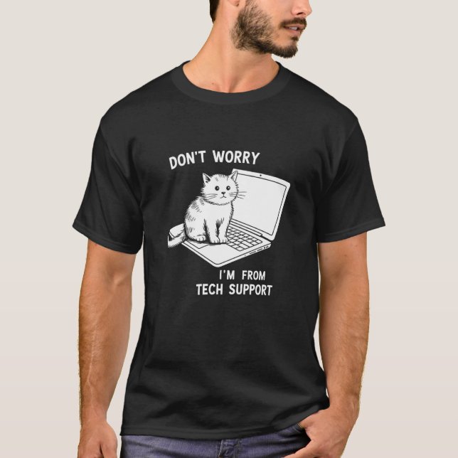 T-shirt Chat drôle de support technique (Devant)