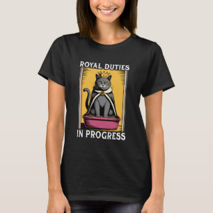 T-shirt Chat Drôle Devoirs Royaux En Cours Bac à Litière D