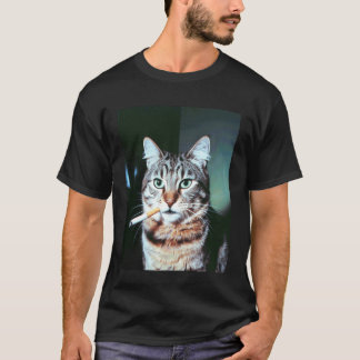T-shirt Chat Drôle Disant Mème de Fumer Félin Humoristique