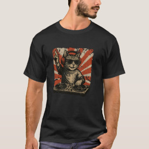 T-shirt Chat Drôle DJ Rétro Platine Tourne Disco Danse Clu