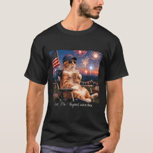 T-shirt Chat drôle du 4 juillet Feux d'artifice Depuis 177