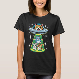 T-shirt Chat drôle d'UFO qui téléporte des chatons Design