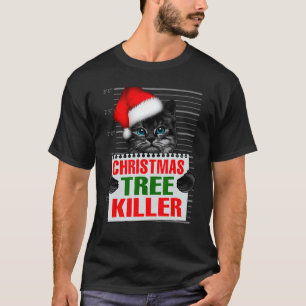 T-shirt Chat Drôle En Prison Chat Arrêté Jail Noël Ar