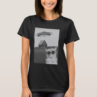 T-shirt Chat Drôle Et Cool Avec Un Vaisseau Spatial