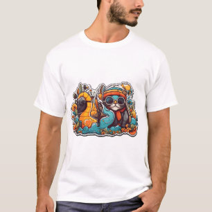 T-shirt chat drôle et tortue