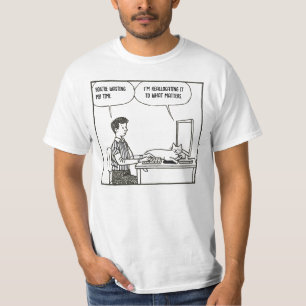 T-shirt Chat drôle humour de travail de bureau bande dessi