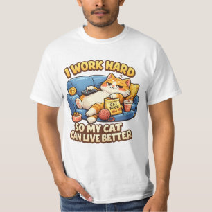 T-Shirt Chat Drôle Je Travaille Dur Pour Mon Chat