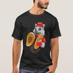 T-shirt Chat Drôle Jouant de la Musique de Percussion avec