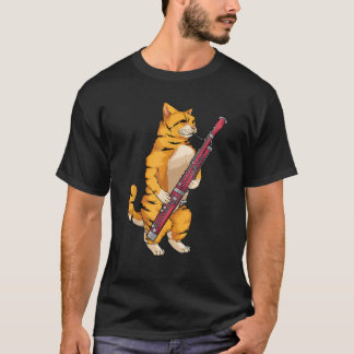 T-shirt Chat Drôle Jouant du Basson Amoureux des Animaux M