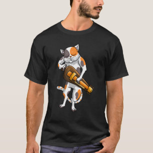 T-shirt Chat Drôle Jouant Hurdy Gurdy Cadeau Chaton Cool M