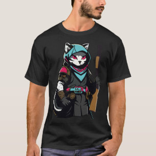 T-shirt Chat Drôle Kitty Pew Pistolet Mème Carabine Amant
