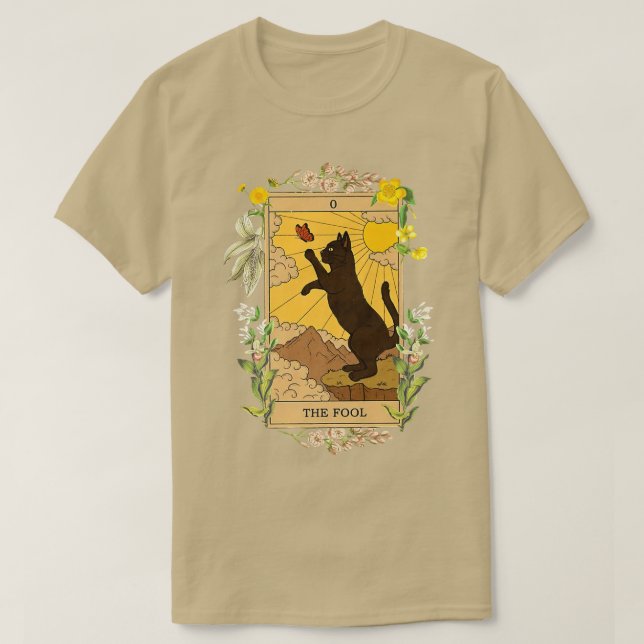T-shirt Chat Drôle Le Fool Tarot Card Costume Halloween Ca (Design devant)