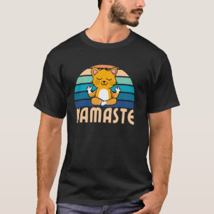 T-shirt Chat drôle Namaste Méditation Yoga Pose Rétro Mign