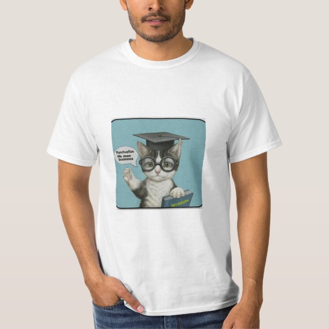 T-shirt Chat drôle police de grammaire  (Devant)