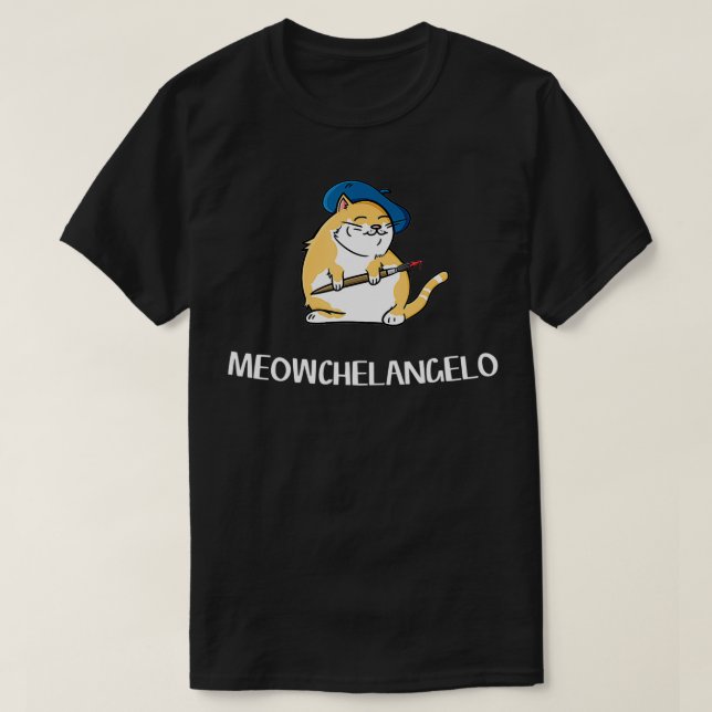 T-shirt Chat drôle Pun  Artiste italien peignant Meowchela (Design devant)