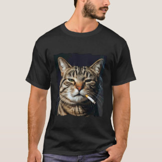 T-shirt Chat drôle qui fume Mème sarcastique