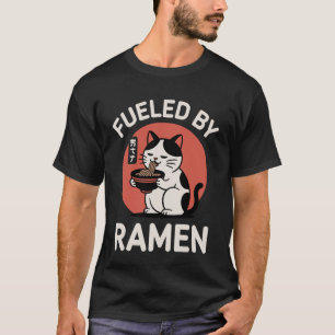 T-shirt Chat Drôle Ramen Alimenté par Ramen Japonais Kawai