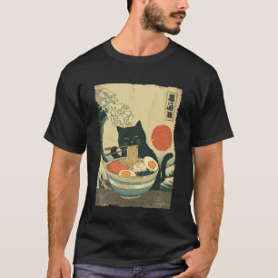 T-shirt Chat drôle Ramen Grande Vague d'Off Kanagawa Illus