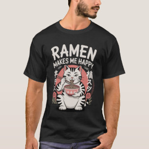 T-shirt Chat drôle Ramen Ramen me rend heureux Tatouage An