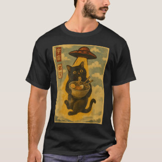 T-shirt Chat Drôle Ramen Ufo Anime Japonaise Pour