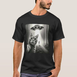 T-shirt Chat drôle selfie avec graphique d'alien UFO Homme
