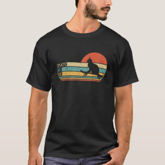 T-shirt Chat Drôle Sur Skateboard, Retro Skateboarder