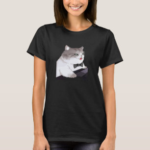 T-shirt Chat drôle travaillant sur un ordinateur portable,