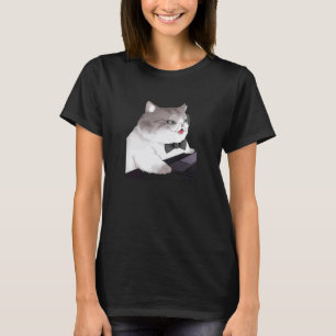 T-shirt Chat drôle travaillant sur un ordinateur portable,