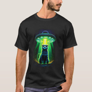 T-shirt Chat drôle UFO Alien Chat Maman Chat Papa Humour R