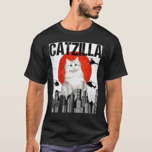 T-shirt Chat drôle vintage japonais Catzilla Ragamuffin