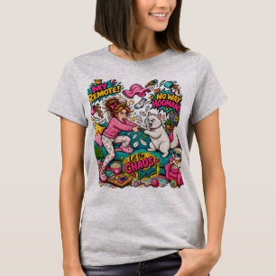 T-shirt Chat Drôle vs Bataille de Télécommande Humaine Des