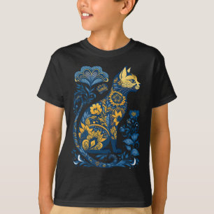 T-shirt Chat d'Ukraine Floral Vintage Drapeau ukrainien et