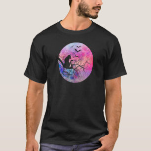 T-shirt Chat effrayant d'Halloween miaulant Pleine Lune ef