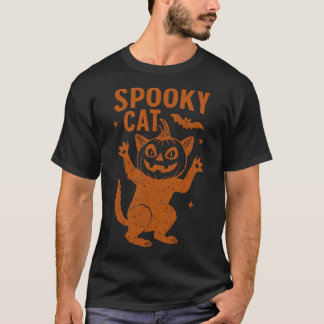 T-shirt Chat effrayant Joyeux Halloween Fête occasionnelle