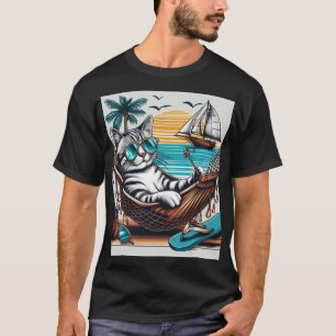 T-shirt Chat élégant avec lunettes de soleil